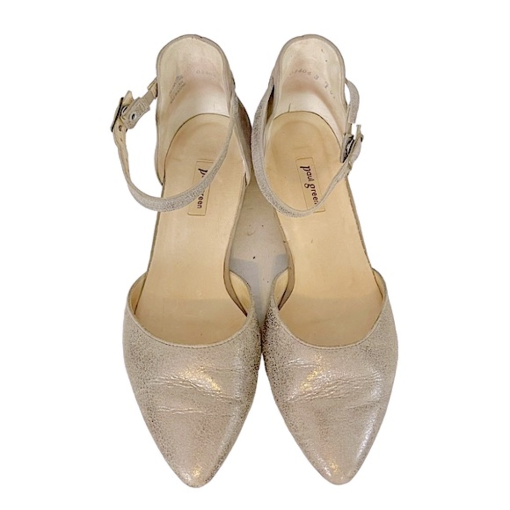 Paul Green Metallic Taupe Ankle-Strap Flats